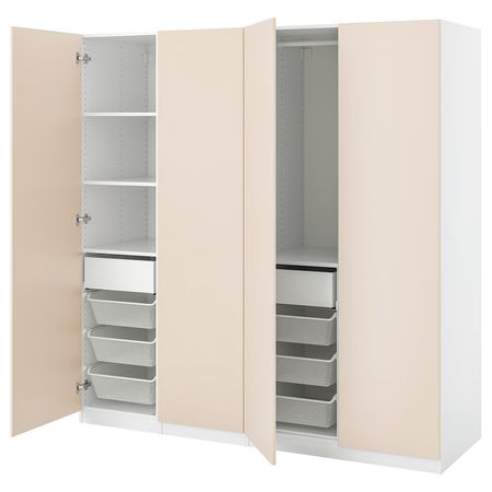 PAX / REINSVOLL Гардероб, комбинация - белый/серо-бежевый 200x60x201 см