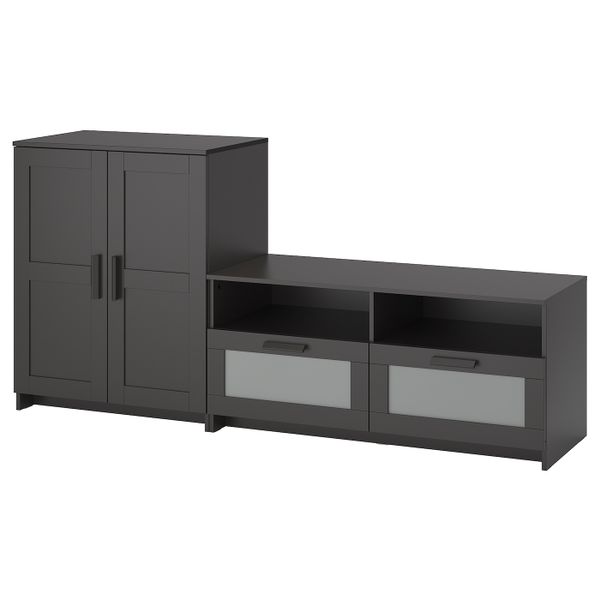 Шкаф для ТВ, комбинация, черный 200x41x95 см IKEA BRIMNES БРИМНЭС 392.397.60 - фото 1