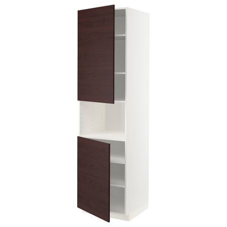 Высокий шкаф для СВЧ, 2 дверцы, полки IKEA METOD МЕТОД 594.541.74