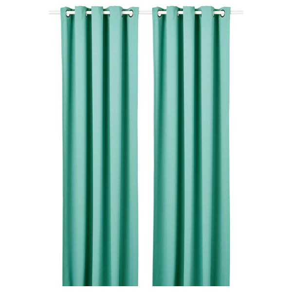 Затемняющие гардины, 2 шт., бирюзовый 145x300 см IKEA HILLEBORG ХИЛЛЕБОРГ 604.636.72 - фото 1