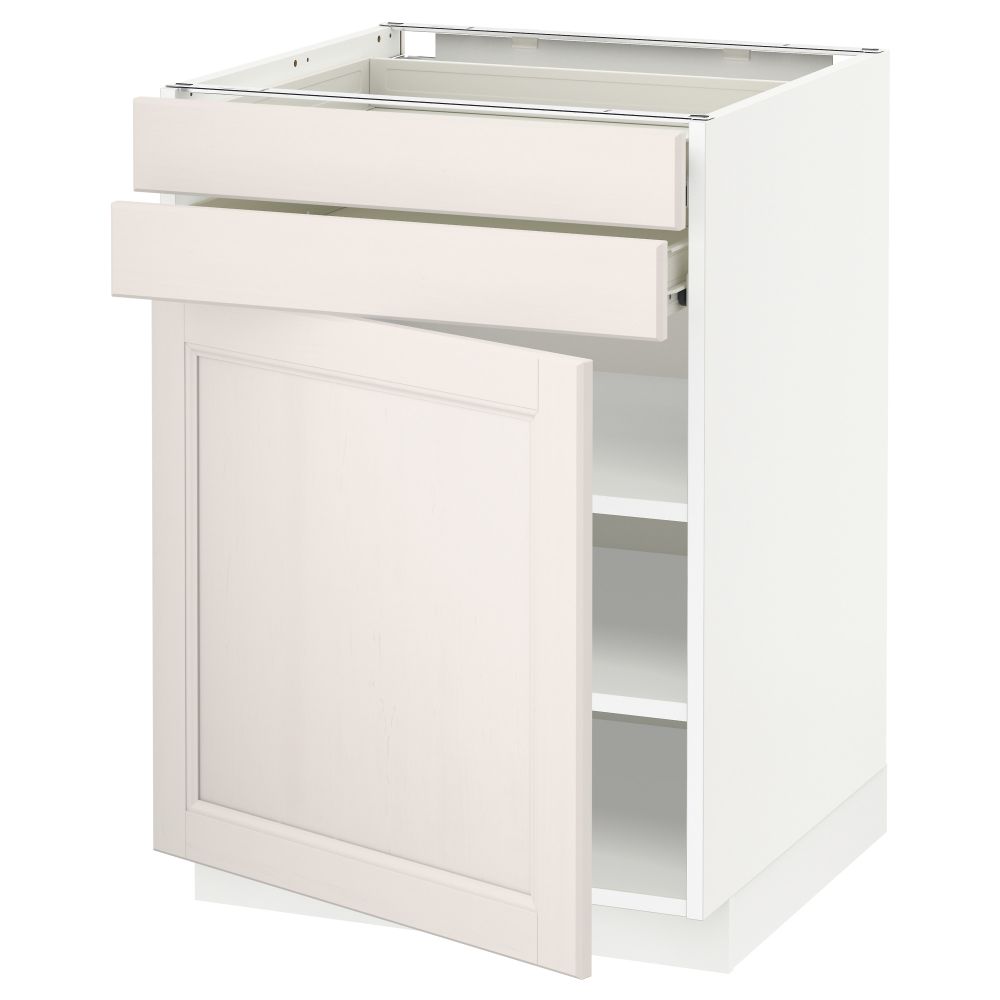 Напольный шкаф с дверцей, 2 ящиками МЕТОД / ФОРВАРА, белый, Лаксарби белый - схема-чертеж с размерами