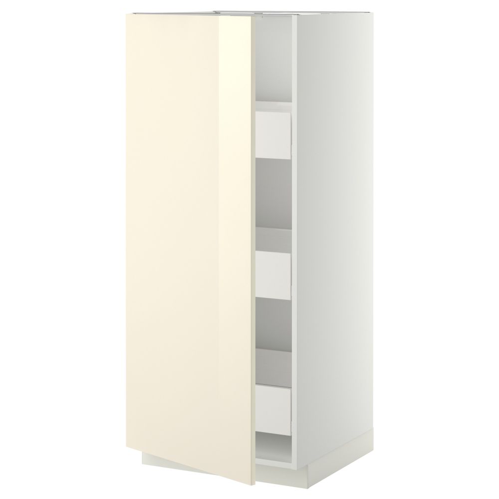 Высокий шкаф с ящиками МЕТОД / ФОРВАРА, белый, Рингульт кремовый (60x60x140 см) - фото 1