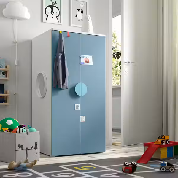 SMÅSTAD / PLATSA Гардероб - белый/синий 60x57x123 см - фото 2
