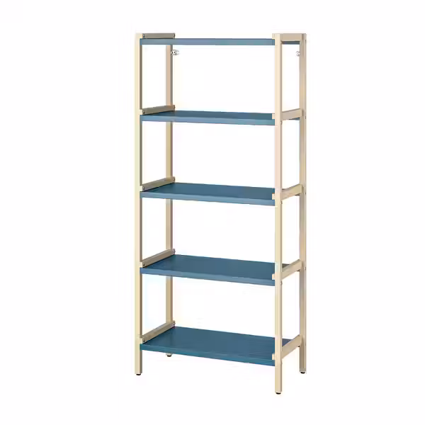 EKENABBEN Открытый стеллаж - осина/синий 70x34x154 см - фото 1