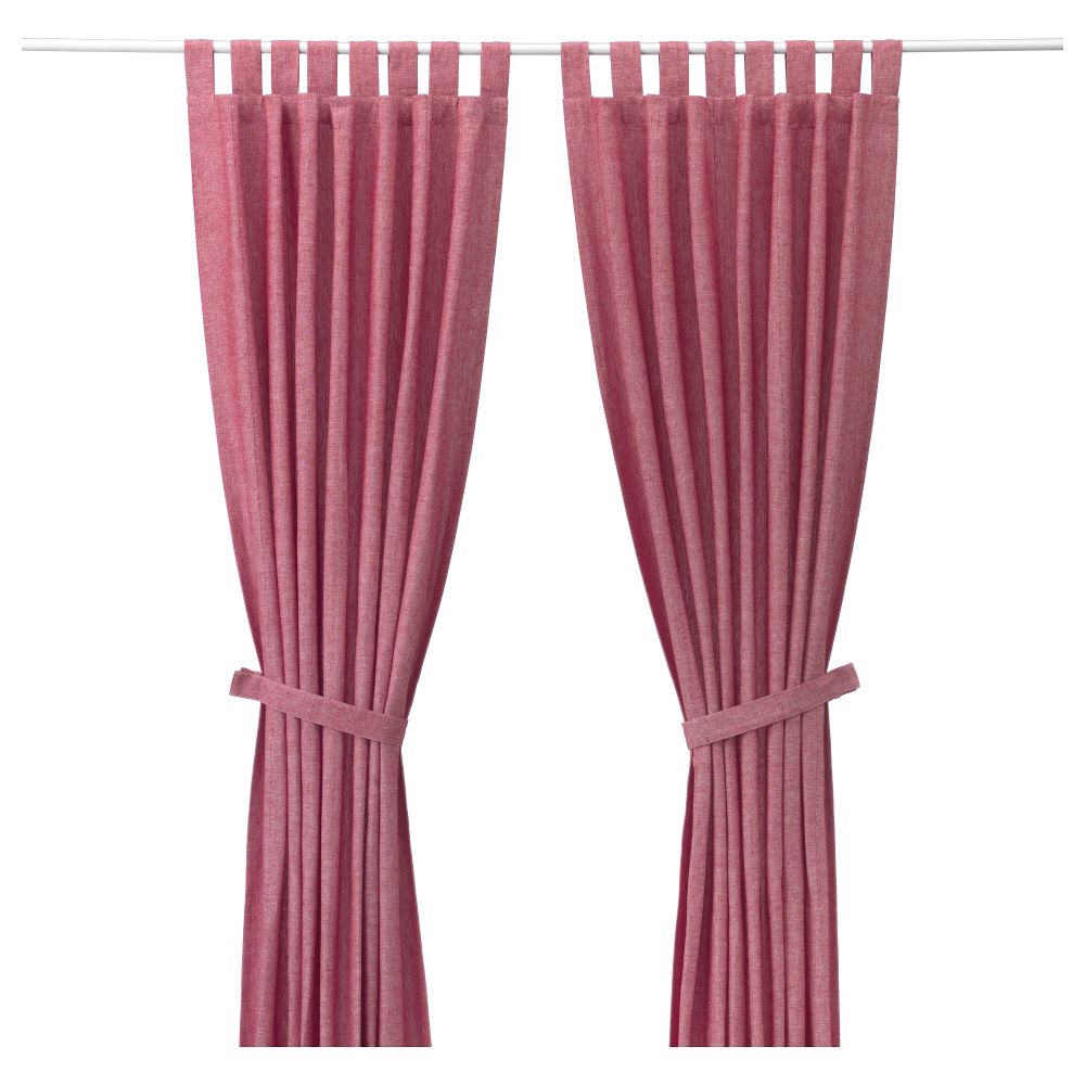 Гардины с прихватом, 1 пара ЛЕНДА, светло-красный (140x300 см) - фото 1