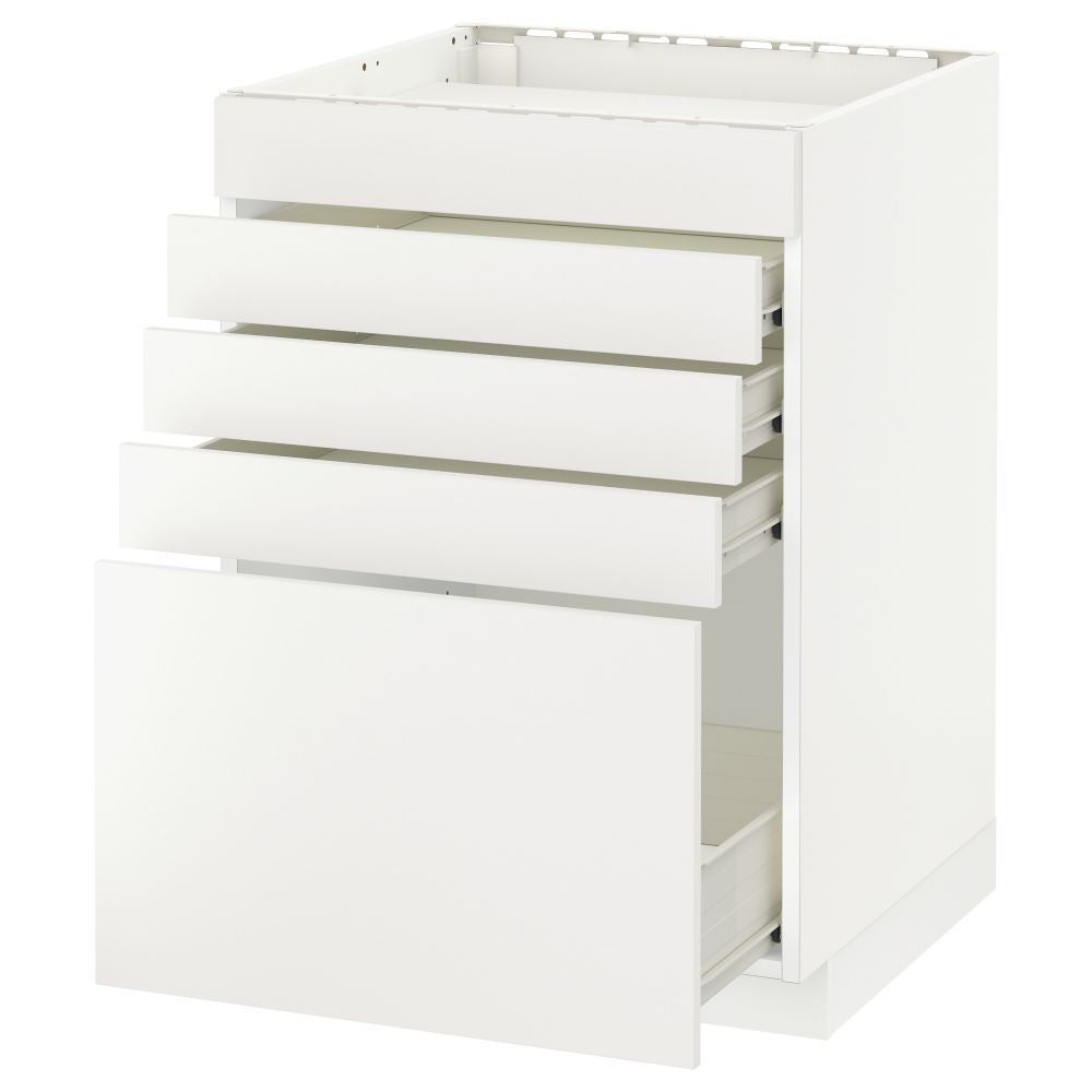 Напольный шкаф для варочной панели, 5 фасадов, 4 ящиков МЕТОД / ФОРВАРА, белый, Хэггеби белый - схема-чертеж с размерами