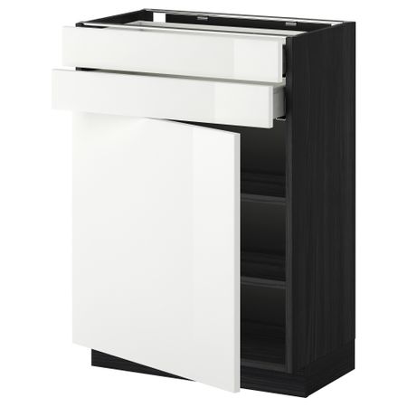 Напольный шкаф с дверцей, 2 ящиками МЕТОД / МАКСИМЕРА, черный, Рингульт белый