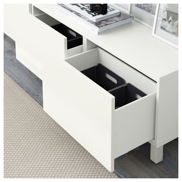 Комбинация для хранения с ящиками БЕСТО, белый, Сельсвикен глянцевый/белый (180x40x48 см) - фото 3