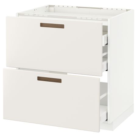 Напольный шкаф, 2 фронтальных панели, 3 ящика МЕТОД / МАКСИМЕРА, белый, Мэрста белый
