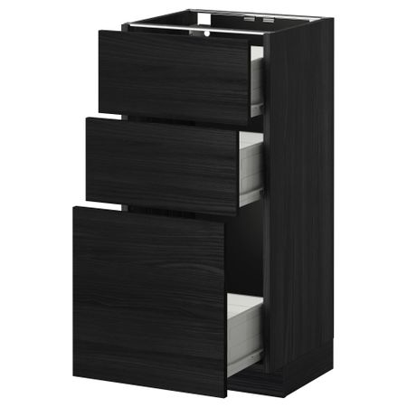 Напольный шкаф с 3 ящиками МЕТОД / ФОРВАРА, черный, Тингсрид черный