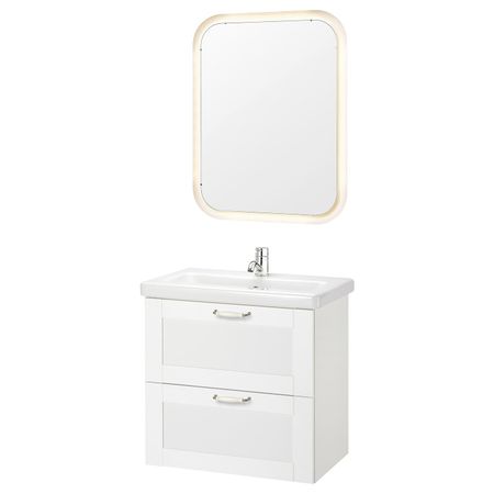 Комплект мебели для ванной, 6 предм., Йельсен белый/ПИЛКОН смеситель 64x43x65 см IKEA FISKÅN ФИСКОН / TVÄLLEN ТВЭЛЛЕН 894.360.65