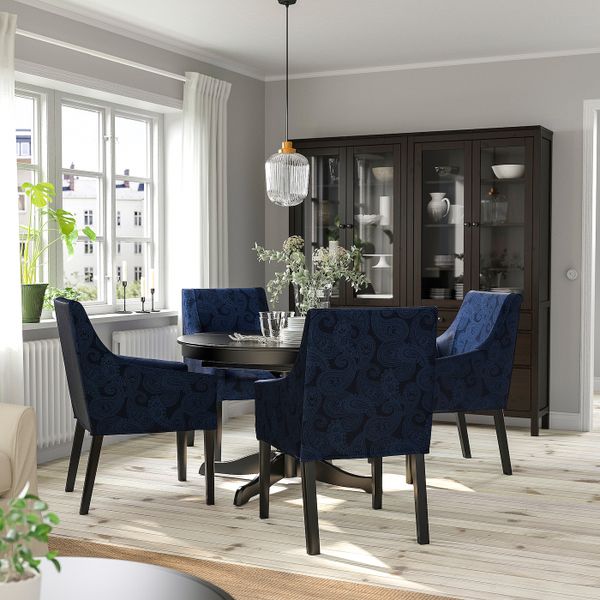 Стол и 4 стула, черный/Квильсфорс темно-синий/синий 110/155 см IKEA INGATORP ИНГАТОРП / SAKARIAS ЗАКАРИАС 694.289.95 - фото 2