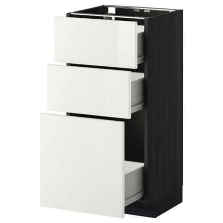Напольный шкаф с 3 ящиками МЕТОД / ФОРВАРА, черный, Рингульт белый