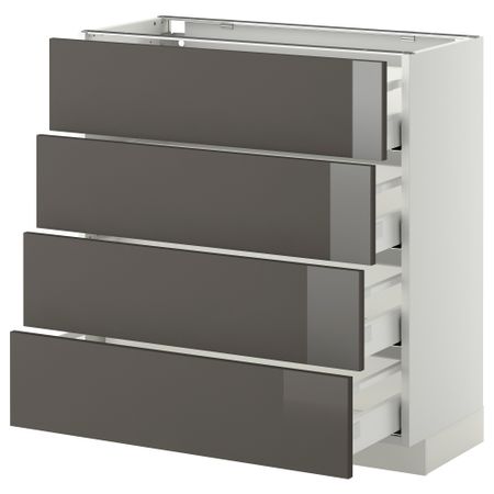 Напольный шкаф 4 фронтальных панели, 4 ящика МЕТОД / МАКСИМЕРА, белый, Рингульт серый