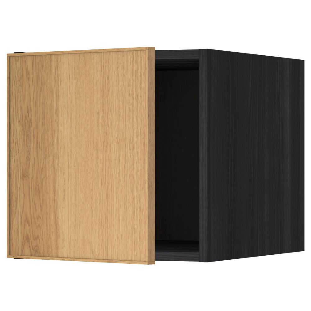 Верхний шкаф МЕТОД, черный, Экестад дуб (40x40 см) - схема-чертеж с размерами