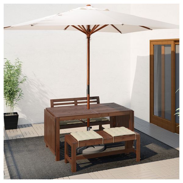 Стол + 2 скамьи, для сада ЭПЛАРО, коричневая морилка, Холло бежевый - фото 2