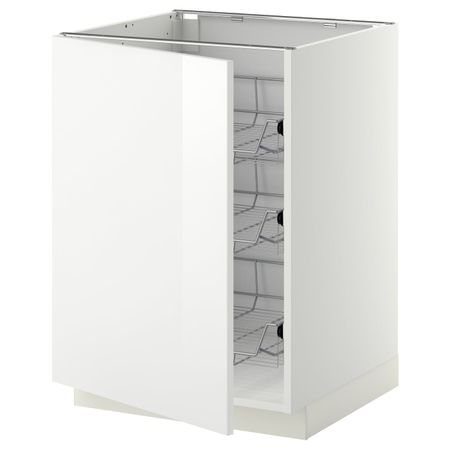 Напольный шкаф/проволочные корзины, белый/Рингульт белый 60x60 см IKEA METOD МЕТОД 394.457.60