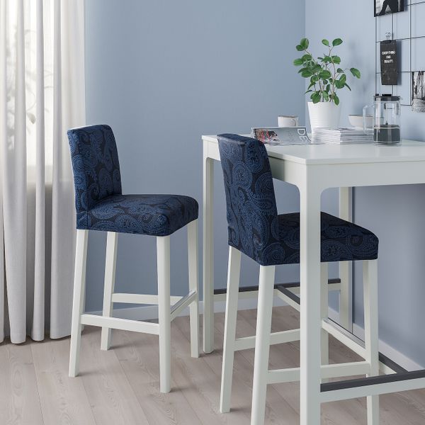 Стул барный, белый/Квильсфорс темно-синий/синий 75 см IKEA BERGMUND БЕРГМУНД 994.290.31 - фото 2