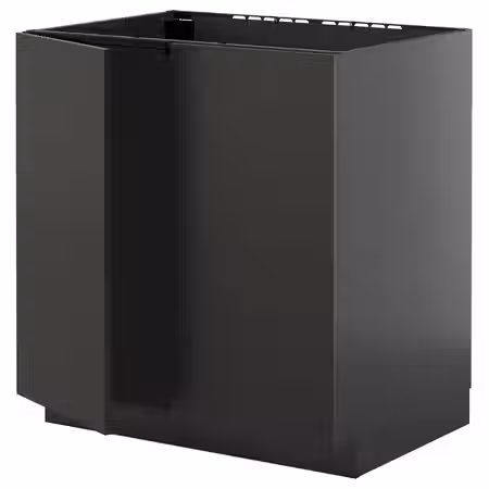 METOD Напольный шкаф для мойки+2 двери - черно-серый/Nickebo матовый антрацит 80x60 см