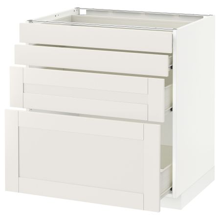 Напольный шкаф 4 фронтальных панели, 4 ящика МЕТОД / ФОРВАРА, белый, Сэведаль белый
