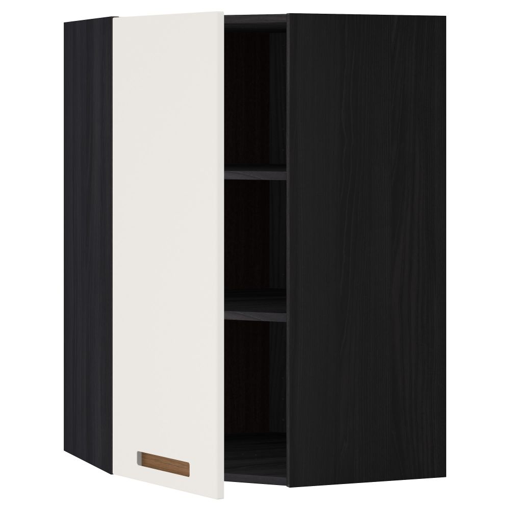 Угловой навесной шкаф с полками МЕТОД, черный, Мэрста белый - схема-чертеж с размерами