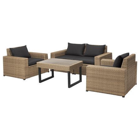 4-местный комплект садовой мебели, коричневый/Холло черный IKEA СОЛЛЕРОН 492.569.33