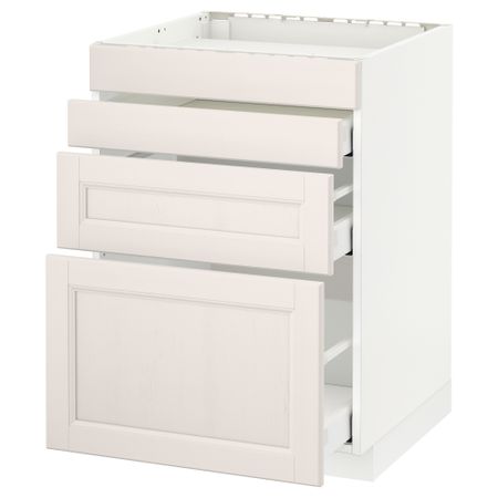 Напольный шкаф для духовки, 4фасада, 3 ящика МЕТОД / МАКСИМЕРА, белый, Лаксарби белый