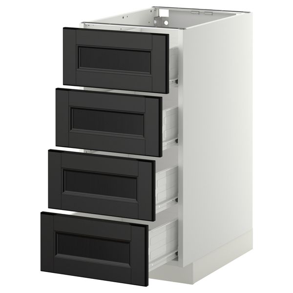 Напольный шкаф 4 фронтальных панели/4 ящика МЕТОД / ФОРВАРА, белый, Лаксарби черно-коричневый - схема-чертеж с размерами