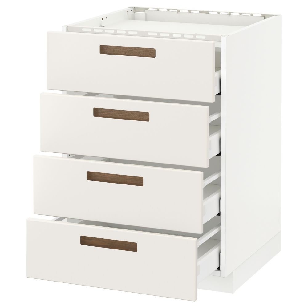 Напольный шкаф, 4 фронтальных панели, 4 ящика МЕТОД / МАКСИМЕРА, белый, Мэрста белый - схема-чертеж с размерами