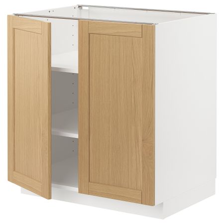 Напольный шкаф с полками, 2 дверцами, белый, Forsbacka дуб, 80x60 см IKEA METOD МЕТОД 895.090.90