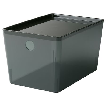 Контейнер с крышкой, 18x26x15 см, прозрачный черный IKEA KUGGIS КУГГИС 005.140.33