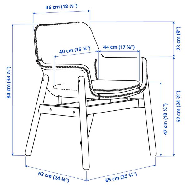 Стул, береза/Гуннаред классический серый IKEA VEDBO ВЕДБУ 704.180.14 - схема-чертеж с размерами