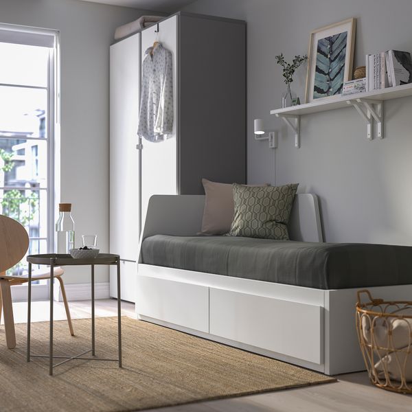 Кушетка с 2 матрасами, 2 ящиками, 80x200 см, белый, Åsvang жесткий IKEA FLEKKE ФЛЕККЕ 694.959.37 - фото 4