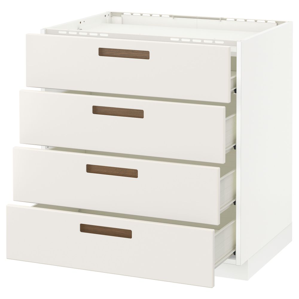 Напольный шкаф, 4 фронтальных панели, 4 ящика МЕТОД / ФОРВАРА, белый, Мэрста белый - схема-чертеж с размерами