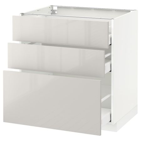 Напольный шкаф с 3 ящиками, белый/Рингульт светло-серый 80x60 см IKEA METOD МЕТОД / MAXIMERA МАКСИМЕРА 492.357.71