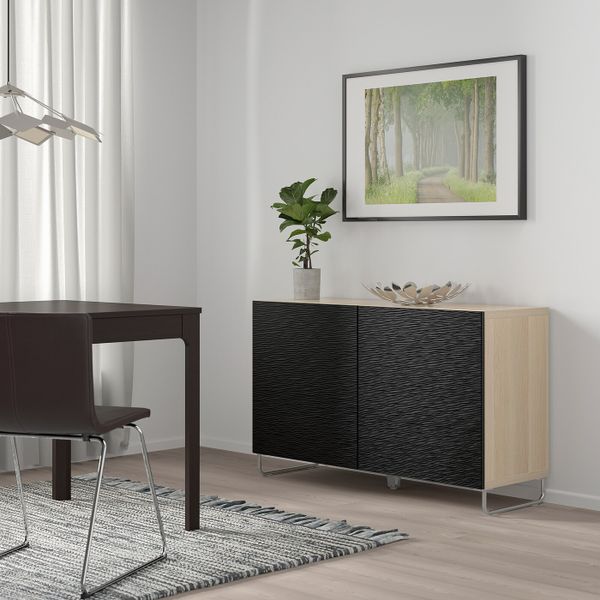 Комбинация для хранения с дверцами, под беленый дуб, лаксвикен/суларп черный 120x40x74 см IKEA БЕСТО 892.670.67 - фото 2