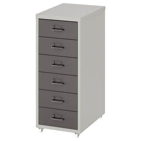 Тумба с ящиками на колесах, темно-серый/светло-серый 28x69 см IKEA HELMER ХЕЛЬМЕР 004.943.65