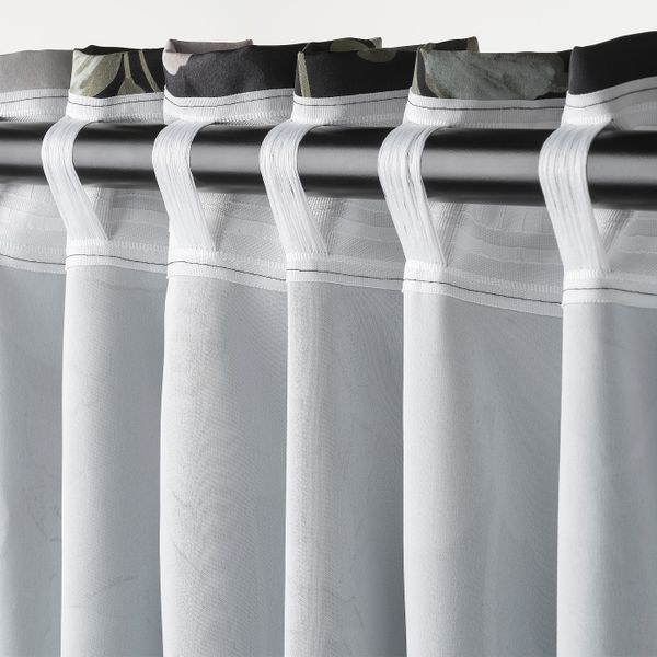 Гардины, блокирующие свет, 2 шт., черный/с цветочным орнаментом 145x300 см IKEA ROSENMOTT РОЗЕНМОТТ 704.655.62 - фото 1