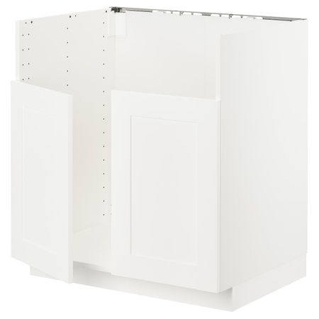 Шкаф для двойной мойки БРЕДШЁН, белый/Сэведаль белый 80x60 см IKEA METOD МЕТОД 594.469.14