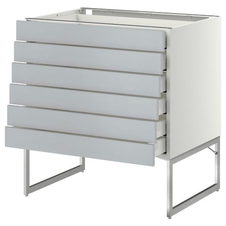Напольный шкаф 6 фронтальных панелей, 6 нижних ящиков МЕТОД / МАКСИМЕРА, белый, Веддинге серый