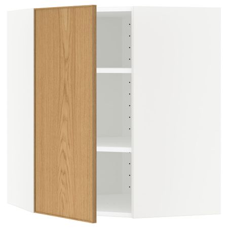 Угловой навесной шкаф с полками, белый/Экестад дуб 68x80 см IKEA METOD МЕТОД 692.258.32