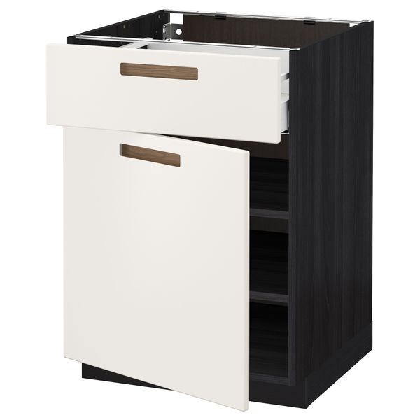 Напольный шкаф с ящиком, дверью МЕТОД / МАКСИМЕРА, черный, Мэрста белый - схема-чертеж с размерами