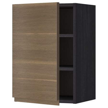 Навесной шкаф с полками, 40x60 см, черный, Voxtorp под грецкий орех IKEA METOD МЕТОД 094.586.93