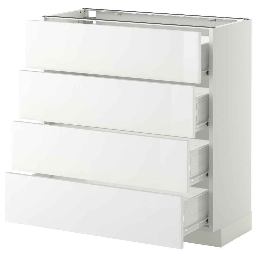 Напольный шкаф 4 фронтальных панели, 4 ящика МЕТОД / ФОРВАРА, белый, Рингульт белый - схема-чертеж с размерами