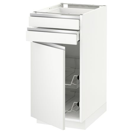 Напольный шкаф, дверца, 2 ящика, проволочных корзин МЕТОД / МАКСИМЕРА, белый, Нодста белый