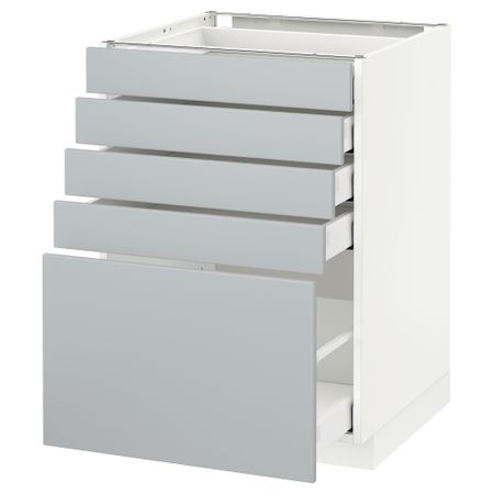 Напольный шкаф с 5 ящиками МЕТОД / МАКСИМЕРА, белый, Веддинге серый