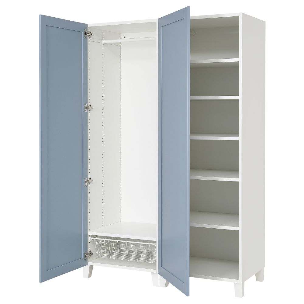 Гардероб 2-дверный, белый Sannidal синий, 120x57x191 см IKEA PLATSA ПЛАТСАA ПЛАТСА 495.557.29 - фото 1