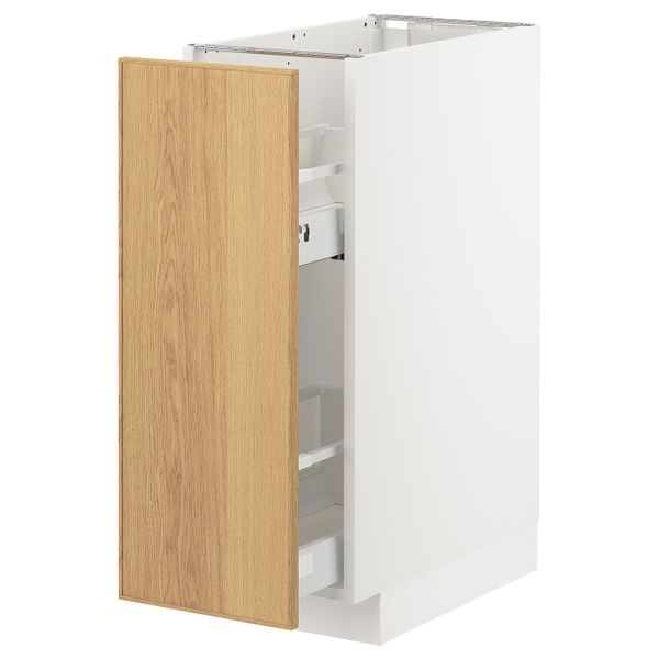 Напольный шкаф, выдвижной внутри элем, белый/Экестад дуб 30x60 см IKEA METOD МЕТОД 193.009.04 - схема-чертеж с размерами