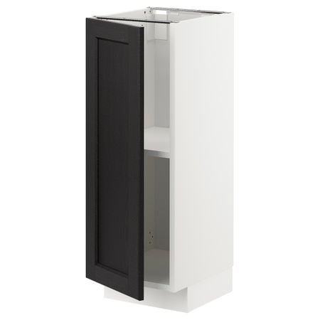 Напольный шкаф с полками, белый/Лерхюттан черная морилка 30x37 см IKEA METOD МЕТОД 494.455.28