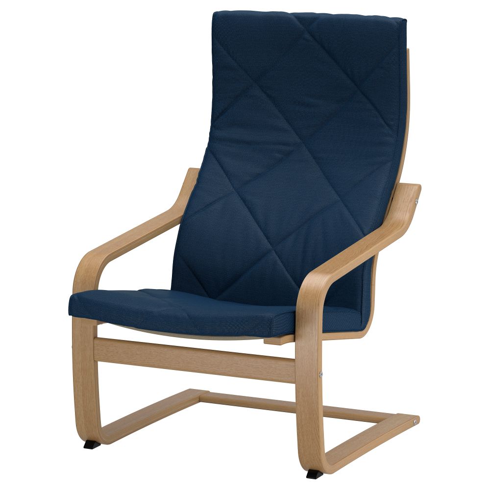 Кресло ПОЭНГ, дубовый шпон, Эдум темно-синий - фото 1